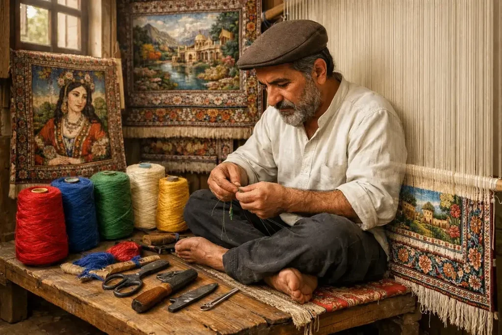 بافت تابلو فرش چگونه انجام می‌شود؟